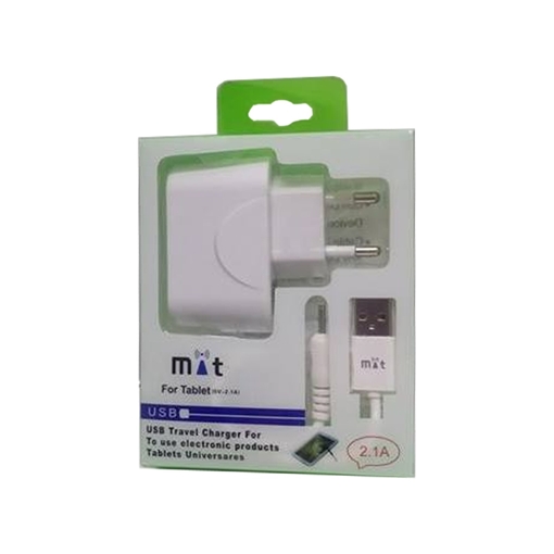 Picture of MIT - USB Travel Charger for Tablets 2.1A with cable USB (male) to 2.5mm round pin  (male)