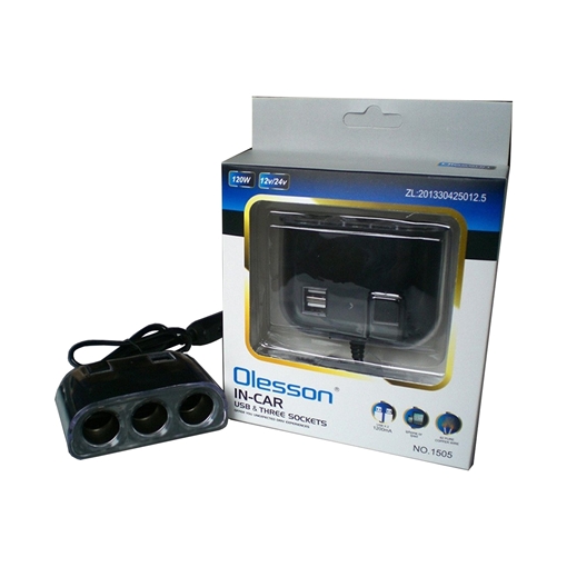 Olesson - InCar USB & Three Sockets no.1506 2 θύρες usb/3 πρίζες αυτοκινήτου