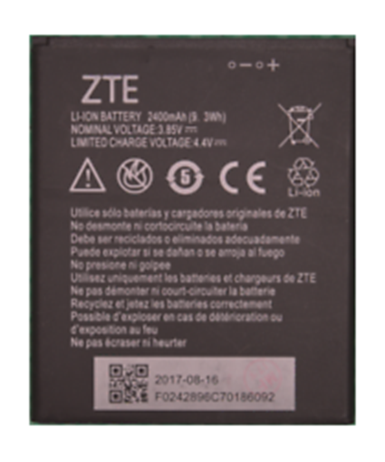 Picture of Battery ΖΤΕ Li3824T44P4h716043 for Blade A520 A521 Li-Ion 2400mAh 3.85V 9.3Wh bulk