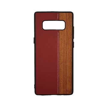 Θήκη πλάτης Wood Leather για Samsung Galaxy Note 8 - Χρώμα: Κόκκινο