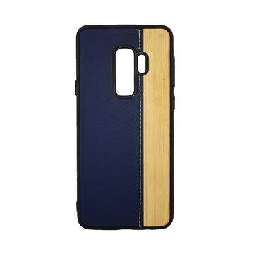 Wood Leather Back Case for Samsung Galaxy S9 Plus (G965) - Color : Blue