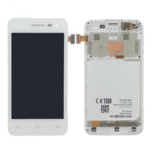 Picture of LCD Display with Touch Screen Digitizer and Frame for Alcatel One Touch Pop S3 5050Y - Color: White