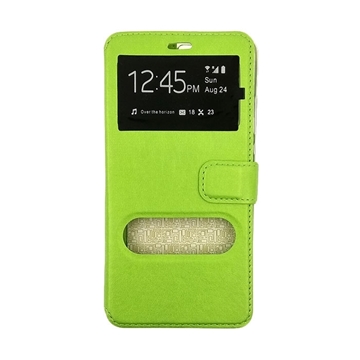 Θήκη Βιβλίο Stand με Διπλό Παράθυρο για Huawei Honor V8 KNT-AL10 - Χρώμα: Πράσινο
