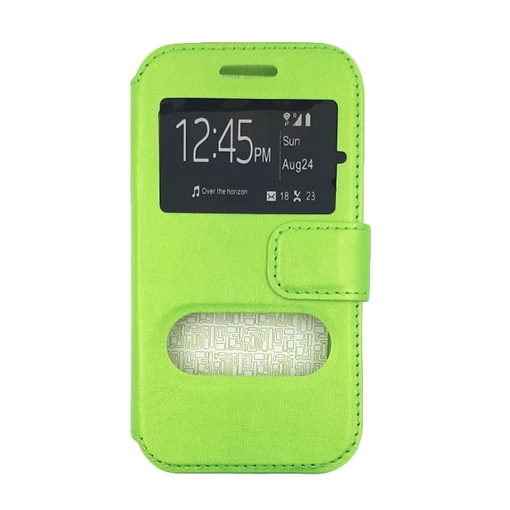 Θήκη Βιβλίο Stand με Διπλό Παράθυρο για Samsung Galaxy J1 Ace - Χρώμα: Πράσινο