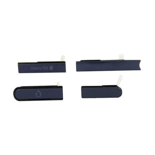 Κάλυμμα Θύρας Σετ 4 σε 1 / Plastic Flap Covers Set για Sony Xperia Z - Χρώμα: Μαύρο