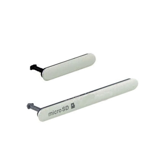 Κάλυμμα Θύρας Σετ 2 Σε 1 / Mini USB Charging Port Dust Plug / Cover Flap για Sony Xperia Z3 Mini - Χρώμα: Λευκό