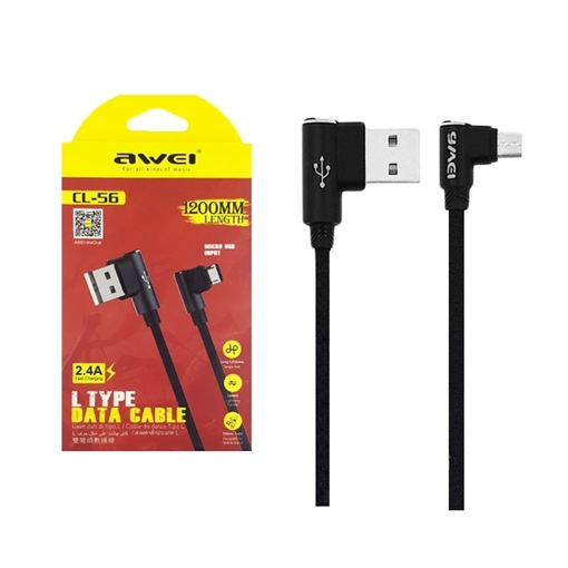 Awei CL-56 Καλώδιο Φόρτισης Micro USB Fast Charging Cable - Χρώμα: Μαύρο