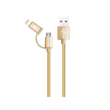 Awei CL-930C Καλώδιο Φόρτισης 0.2m Micro USB/Lightning Fast Charging Data Cable - Χρώμα: Χρυσό