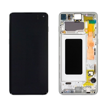 Εικόνα της Γνήσια Οθόνη LCD με Μηχανισμό Αφής και Πλαίσιο για Samsung Galaxy S10 G973F GH82-18850B - Χρώμα: Λευκό