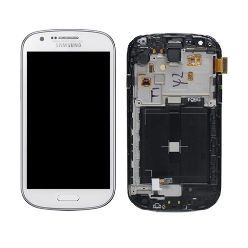 Γνήσια Οθόνη LCD με Μηχανισμό Αφής και Πλαίσιο για Samsung Galaxy Express i8730 GH97-14427A - Χρώμα: Λευκό