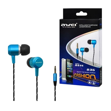 Wired Earphones Awei Q35 Stereo Headset Ενσύρματα Ακουστικά - Χρώμα: Μπλε