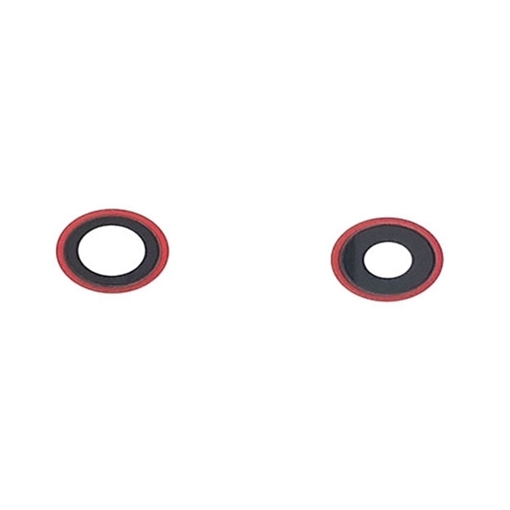 Σετ Τζαμάκι κάμερας (camera lens) με Πλαίσιο για Apple iPhone 11 - Χρώμα: Κόκκινο