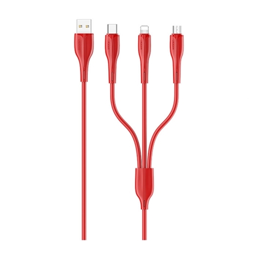 USAMS US-SJ374 U38 Καλώδιο Φόρτισης 1m 3σε1 / Charging Cable 3in1 - Χρώμα: Κόκκινο