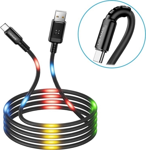 USAMS LED USB 3.0 Type-C USB Cable (US-SJ287  U16) Xρώμα: Μαύρο