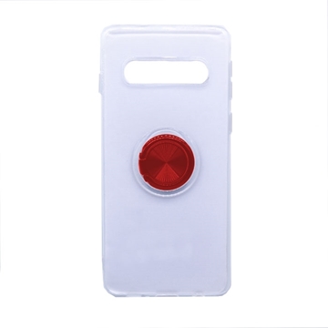 Picture of Back Cover Silicone Case with Finger Ring for Samsung G973F Galaxy S10  - Color: Red