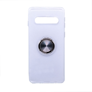 Picture of Back Cover Silicone Case with Finger Ring for Samsung G973F Galaxy S10  - Color: Silver