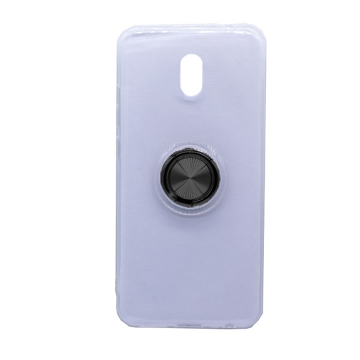 Θήκη Πλάτης Σιλικόνης με Finger Ring  για Xiaomi Redmi Note 8 - Χρώμα: Μαύρο