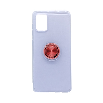Picture of Silicone Case with Finger Ring for Samsung A715 Galaxy A71 - Color: Red