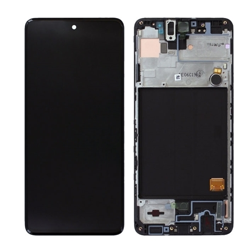 Γνήσια Οθόνη LCD με Μηχανισμό Αφής  και Πλαίσιο για Samsung Galaxy A51 2020 A515F GH82-21680A/GH82-21669A - Χρώμα: Μαύρο