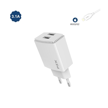 Picture of PZX P22 T20 Traveling Dual USB Charger with Charging Cable Micro USB Set - Color: White