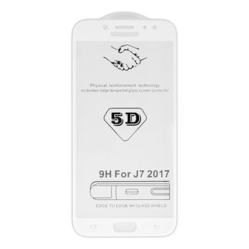 Picture of Screen Protector Tempered Glass 9H/5D Full Glue Full Cover 0.3mm for Samsung Galaxy J730F J7 2017 - Color: White