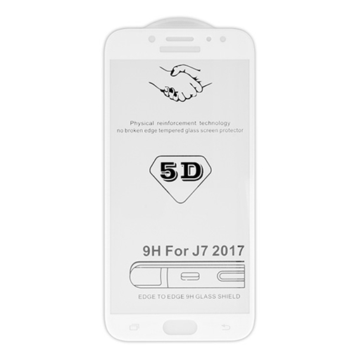 Προστασία Οθόνης Tempered Glass 9H/5D Full Cover Full Glue 0.1mm για Samsung Galaxy J730F J7 2017 - Χρώμα: Λευκό