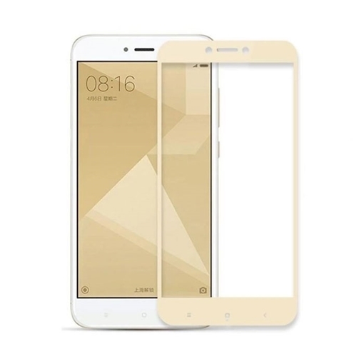 Picture of Tempered Glass Screen Protector 9H/5D Full Cover Full Glue 0.3mm for Xiaomi Redmi 4X - Color: Gold