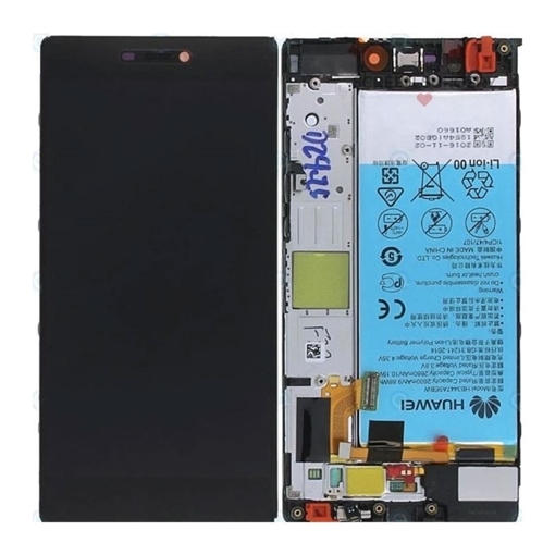 Γνήσια Οθόνη LCD με Μηχανισμό Αφής και Πλαίσιο και Μπαταρία  για Huawei P8 (Service Pack) 02350GRW - Χρώμα: Γκρι