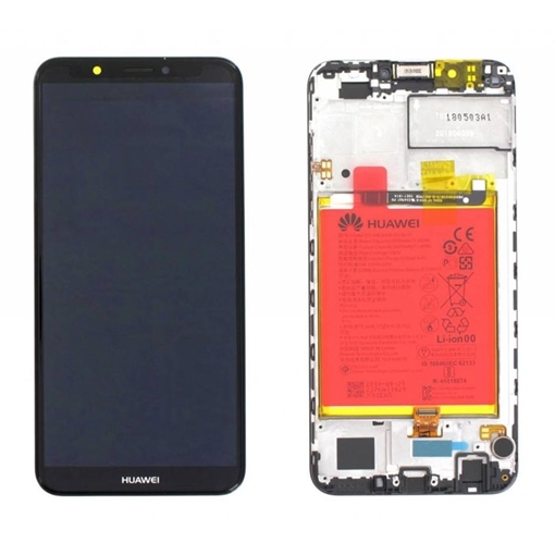 Γνήσια Οθόνη LCD με Μηχανισμό Αφής και Πλαίσιο με Μπαταρία για Huawei Y7 2018 (Service Pack) 02351USA - Χρώμα: Μαύρο