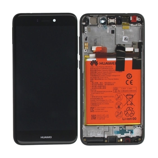 Γνήσια Οθόνη LCD με Μηχανισμό Αφής και Πλαίσιο με Μπαταρία για Huawei P8 Lite 2017 (Service Pack) 02351VBT - Χρώμα: Μαύρο