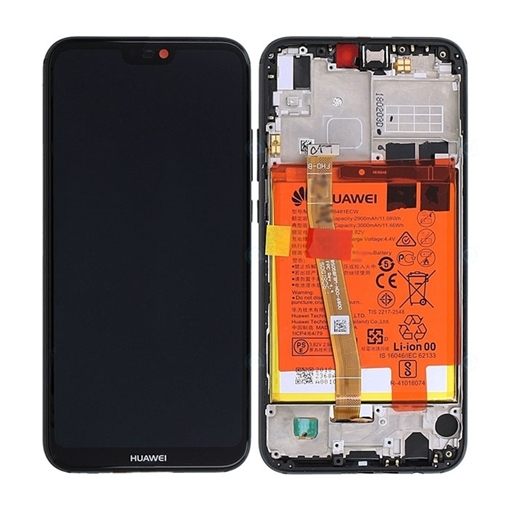 Γνήσια Οθόνη LCD με Μηχανισμό Αφής και Πλαίσιο με Μπαταρία για Huawei P20 Lite (Service Pack) 02351VPR - Χρώμα: Μαύρο
