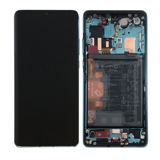 Γνήσια Οθόνη LCD με Μηχανισμό Αφής και Πλαίσιο με Μπαταρία για Huawei P30 Pro (Service Pack) 02352PGE - Χρώμα: Aurora Blue