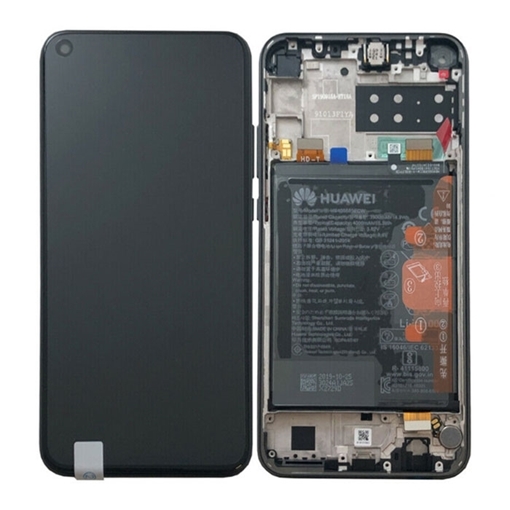 Γνήσια Οθόνη LCD με Μηχανισμό Αφής και Πλαίσιο με Μπαταρία για Huawei P40 Lite E (Service Pack) 02353FMW - Χρώμα: Μαύρο