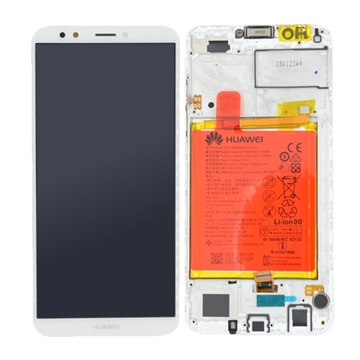 Εικόνα της Γνήσια Οθόνη LCD με Μηχανισμό Αφής και Πλαίσιο με Μπαταρία για Huawei Y7 2018 (Service Pack) 02351USB - Χρώμα: Λευκό