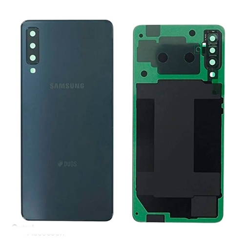 Γνήσιο Πίσω Καπάκι με Τζαμάκι Κάμερας για Samsung Galaxy A7 2018 A750F GH82-17833A - Χρώμα: Μαύρο