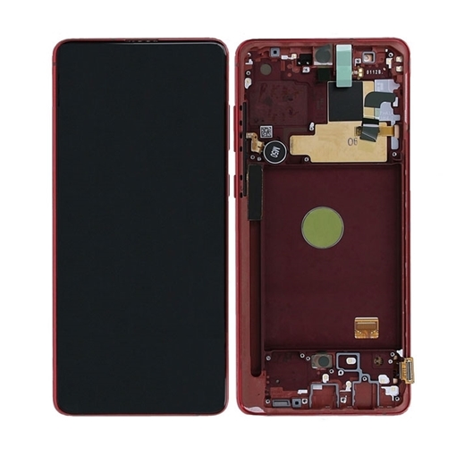 Γνήσια Οθόνη LCD με Μηχανισμό Αφής και Πλαίσιο για Samsung Galaxy Note 10 Lite N770F GH82-22055C- Χρώμα: Aura Red