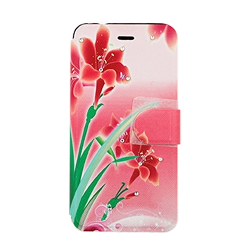 Θήκη Βιβλίο Stand Leather Wallet with Clip για Apple Iphone 7G/8G - Χρώμα: Ροζ Λουλούδια