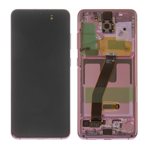 Γνήσια Οθόνη LCD με Μηχανισμό Αφής και Πλαίσιο για Samsung Galaxy S20 G980F/G981B GH82-22131C - Χρώμα: Ροζ