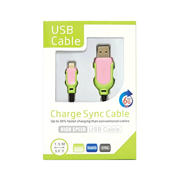 Εικόνα της Καλώδιο Φόρτισης Lightning to USB / Charge Sync Cable 1.5m - Χρώμα: Ροζ-Πράσινο