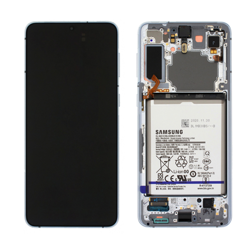 Γνήσια Οθόνη LCD με Μηχανισμό Αφής , Πλαίσιο και Μπαταρία για Samsung Galaxy  S21 Plus (G996B) GH82-24555C/GH82-24553A-Χρώμα: Ασημί