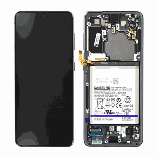 Γνήσια Οθόνη LCD με Μηχανισμό Αφής , Πλαίσιο και Μπαταρία για Samsung Galaxy  S21(G991B) GH82-24716A - Χρώμα: Phantom Grey