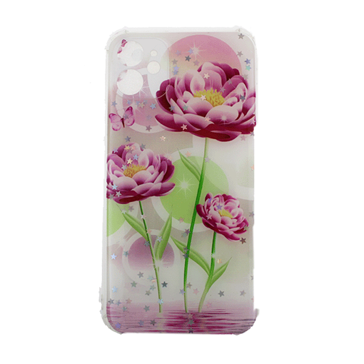 Θήκη Πλάτης Σιλικόνης για Apple iPhone 11 -Σχέδιο: Ροζ Λουλούδια