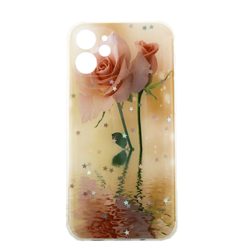 Θήκη Πλάτης Σιλικόνης για iphone 12 Mini - Σχέδιο: Ροζ Τριαντάφυλλα