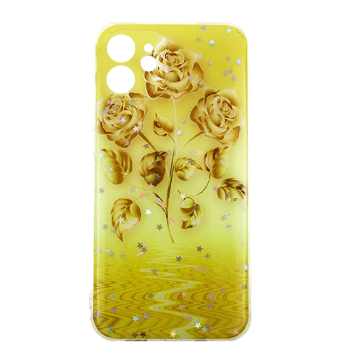 Θήκη Πλάτης Σιλικόνης για iphone 12 Pro - Σχέδιο: Κίτρινα Λουλούδια