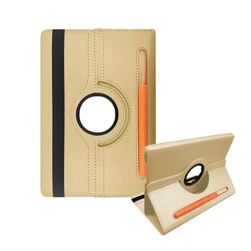 Picture of Case Rotating 360 Stand with Pencil Case for Samsung Galaxy T870 - Color: Gold