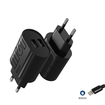 Picture of PZX P23 Mobile Charger with 1 Type-C port and Lightning Cable 2.4A - Color: Black