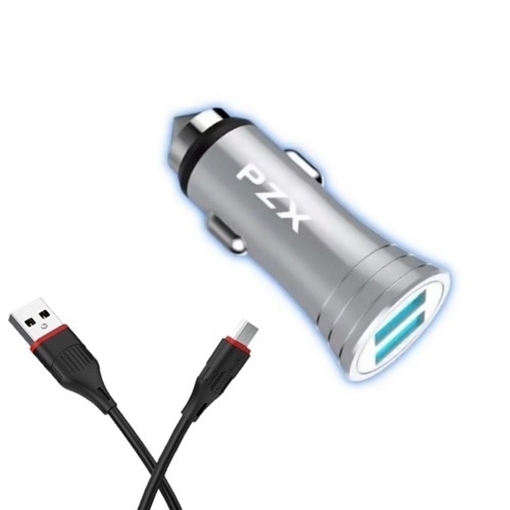 Picture of PZX C906 Charging Cables With 2 USB Ports And Micro USB Cable - Color : Silver
