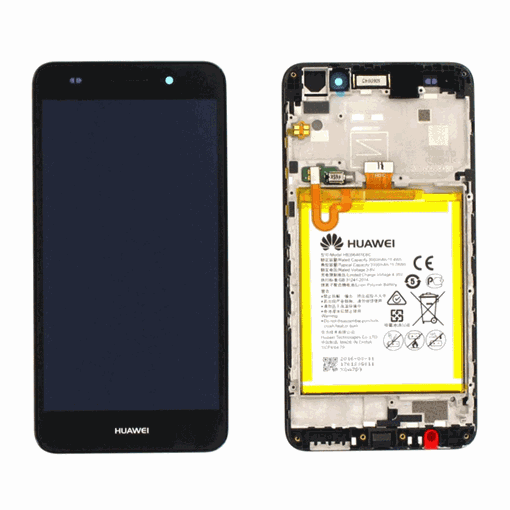 Γνήσια Οθόνη LCD με Μηχανισμό Αφής και Πλαίσιο και Μπαταρία για Huawei Y6 II (Service Pack) 02350XME - Χρώμα: Μαύρο