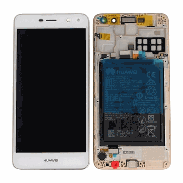 Εικόνα της Γνήσια Οθόνη LCD με Μηχανισμό Αφής και Πλαίσιο και Μπαταρία (Service Pack) για Huawei Y5 2017/Y6 2017 02351DME - Χρώμα: Λευκό
