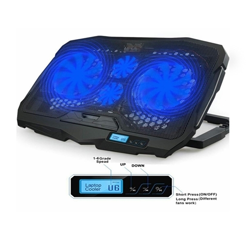 Laptop Cooler S18 Stand 4 Fans με LED - Χρώμα: Μαύρο